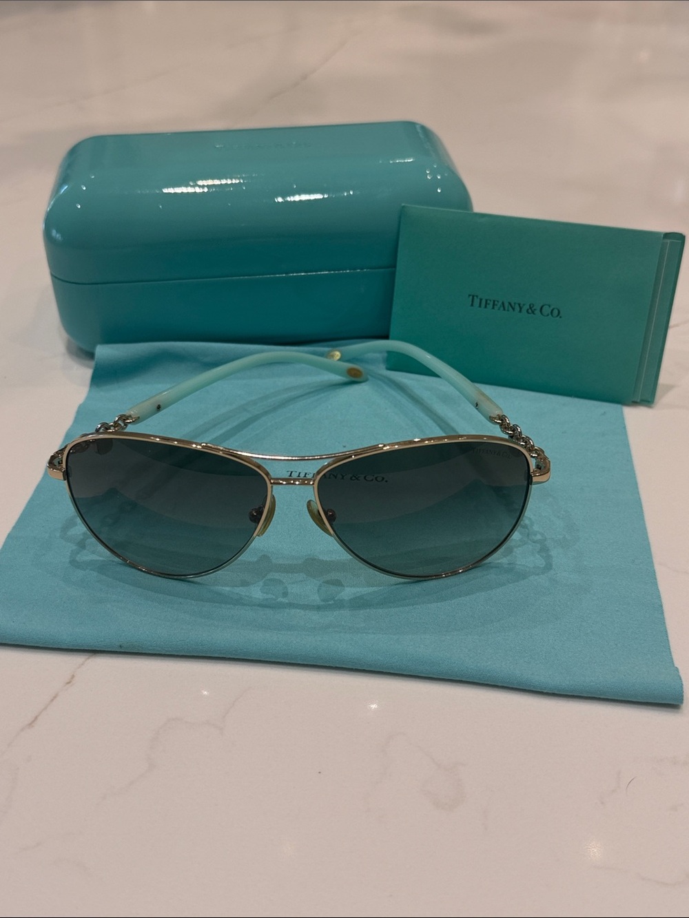Tiffany & Co. Women's vintage Blue Gradient Aviator Sunglasses